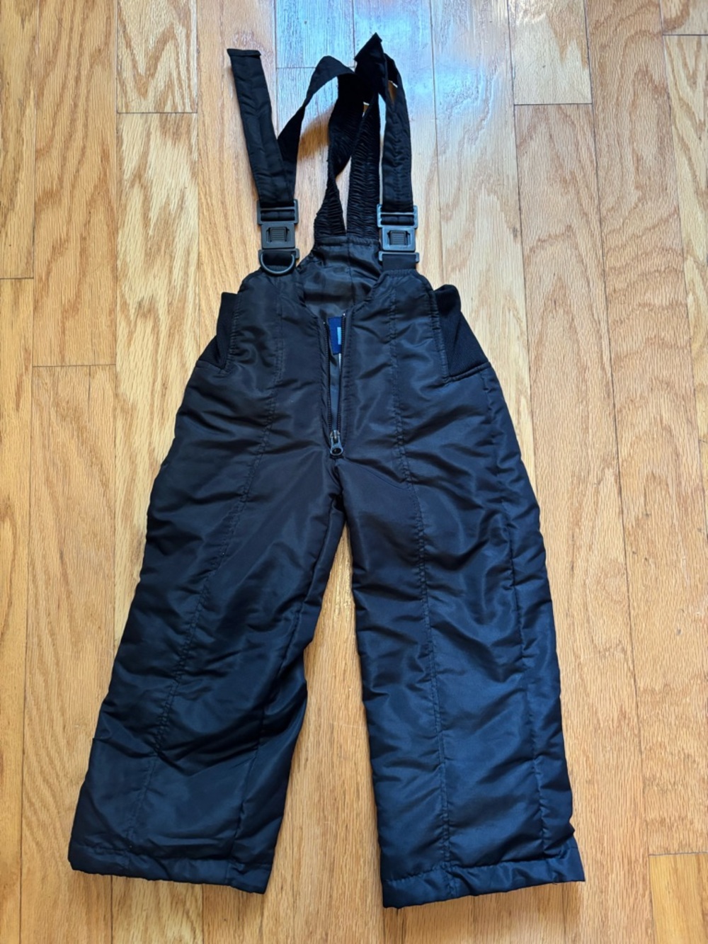 Toddler Insulated Black Snow Overalls with Adjustable Straps